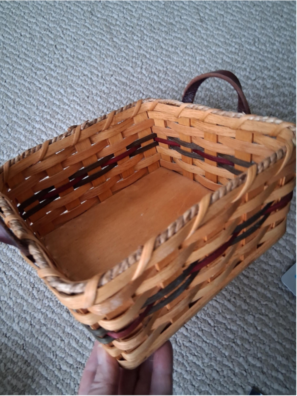 Handmade woven basket signed